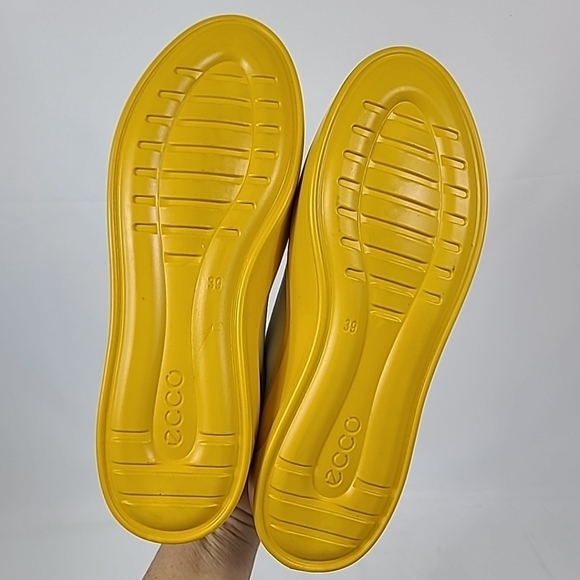NEW ECCO FLEXURE T CAP MEN'S WHITE YELLOW LEATHER SHOES GOLF SZ 8, 39 - Picture 7 of 7